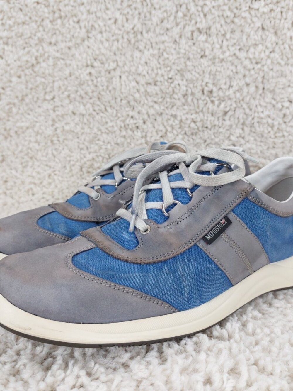 Mephisto Runoff Air Jet System Women’s Sz 10.5 Shoes Blue Canvas Grey Suede